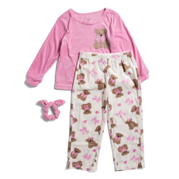 RACHEL ZOE multi Little Girls 2pc Teddy Bear Plush Pajama Set - Picture 1 of 2